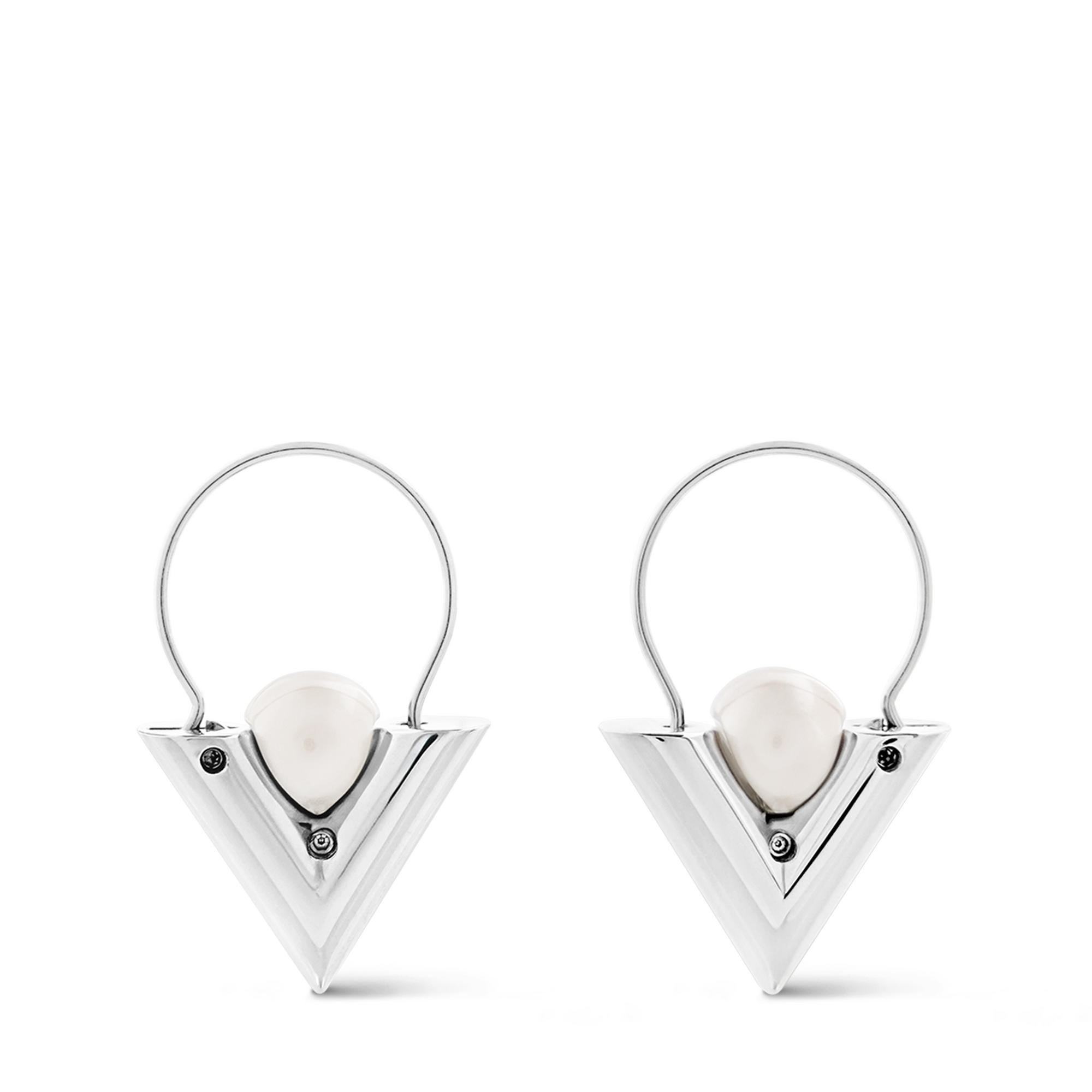V For Vuitton Pearl And Metal Earrings . - Luxury Fashion